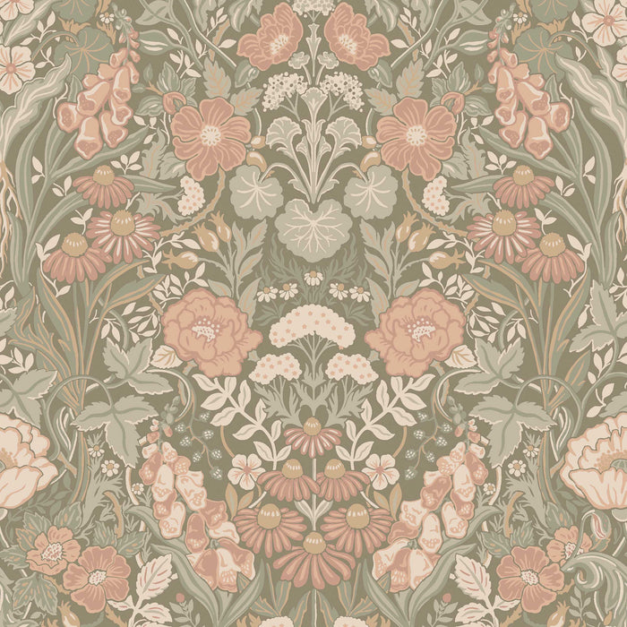 Schumacher Ortagard Blush And Sage Wallpaper 5723