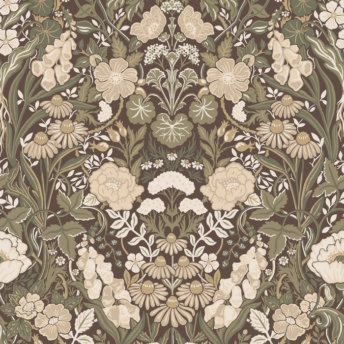 Schumacher Ortagard Natural And Cocoa Wallpaper Sample 5725