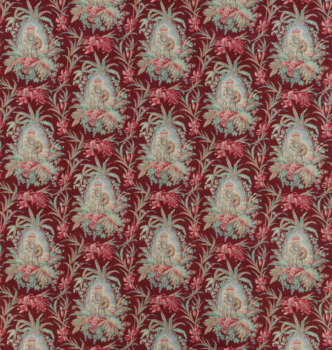 Le Manach Les Elephants Rouge Fabric L4174002