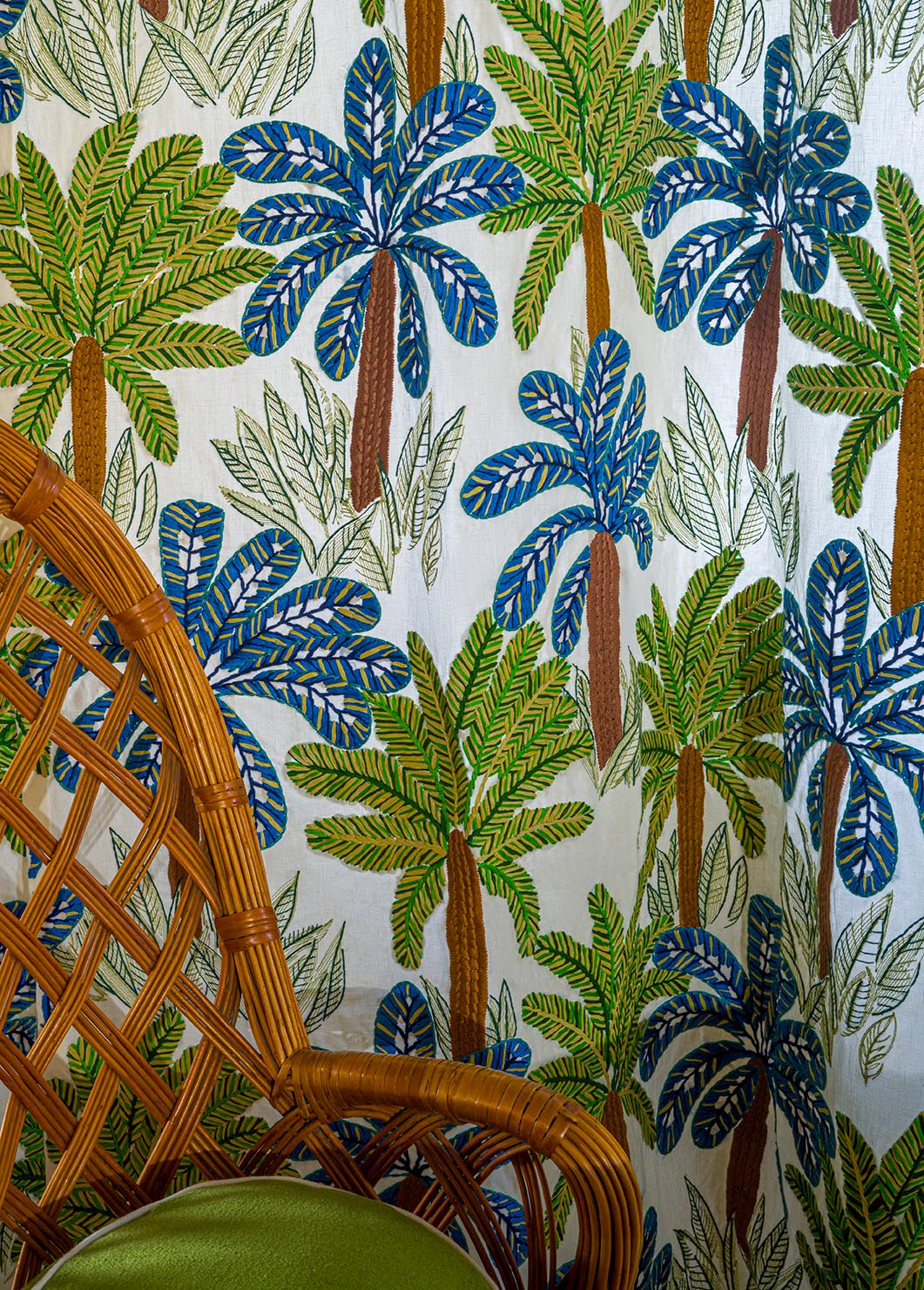 Pierre Frey Tahiti Bleu Vert Fabric F3739001