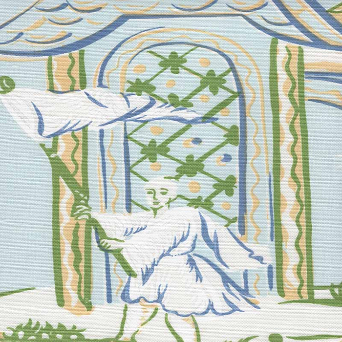 China Seas Lyford Print Light Blue Green Fabric Sample 6010-09