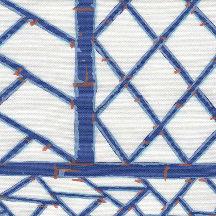 China Seas Lyford Trellis Navy New Blue Terracotta Fabric Sample 6020-02