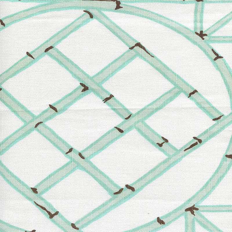 China Seas Lyford Trellis Aqua Brown Fabric 6020-03