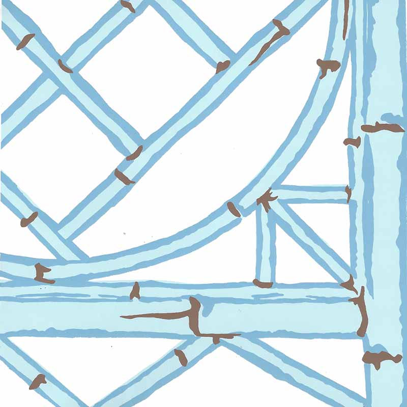 China Seas Lyford Trellis Light Blue French Blue Brown Wallpaper Sample 6020W-10