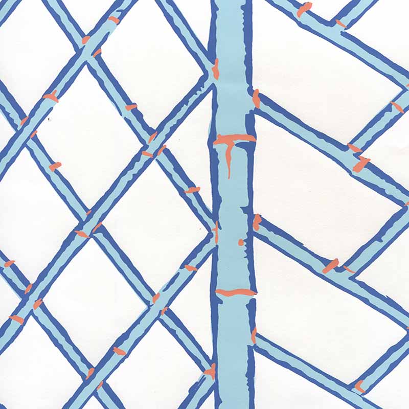 China Seas Lyford Trellis New Blue New Navy Terracotta Wallpaper Sample 6020W-11