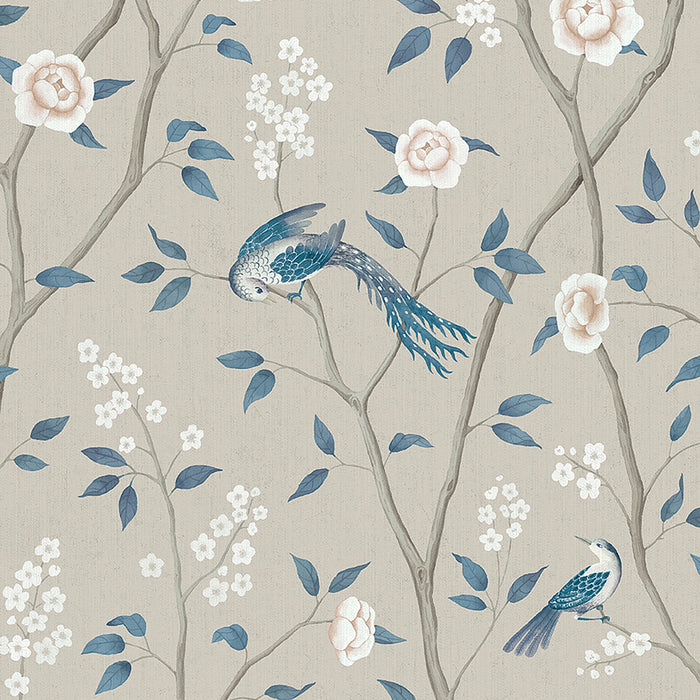 Schumacher Paradise Birds Turquoise Shimmer Wallpaper 6143