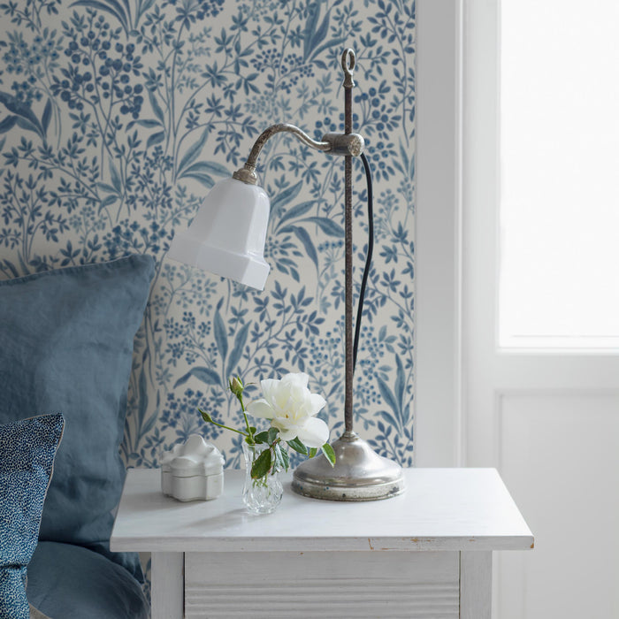 Schumacher Nocturne Blue And White Wallpaper 6145