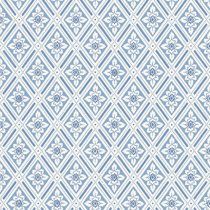 Schumacher Ester Blue And White Wallpaper 6148