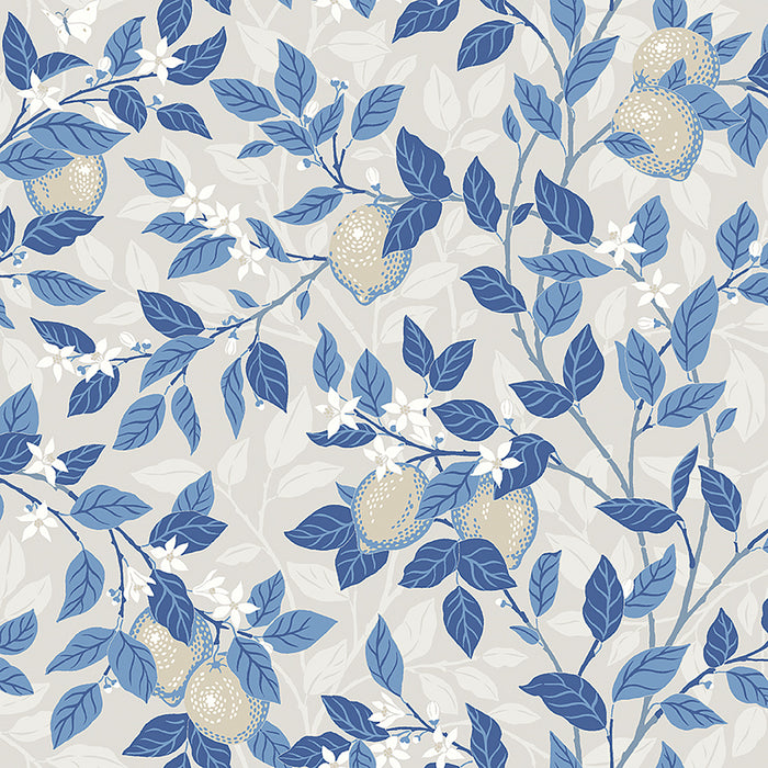 Schumacher CitrontrAD Taupe And Blue Wallpaper 6149