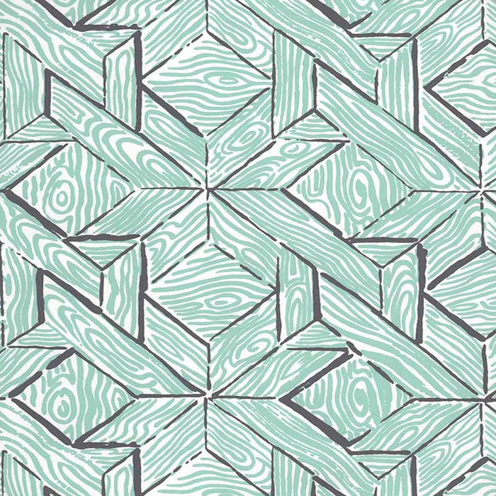 China Seas Parquetry Teal Charcoal Wallpaper 6280-03WWP