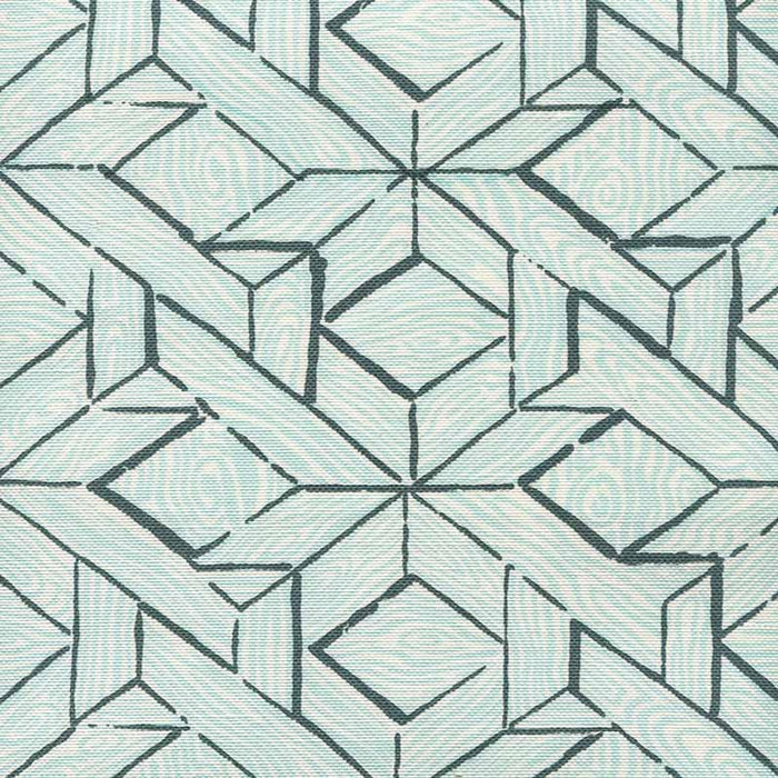 China Seas Parquetry Blue Turquoise Fabric Sample 6280-03