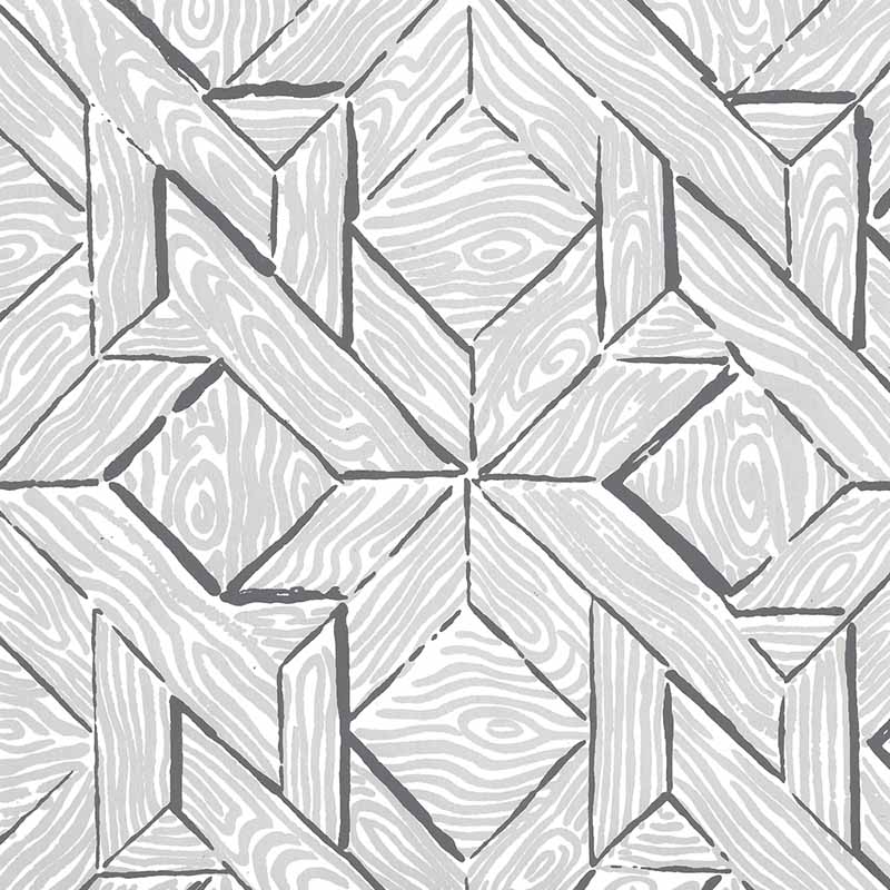 China Seas Parquetry Gray Silver Wallpaper 6280-05WP