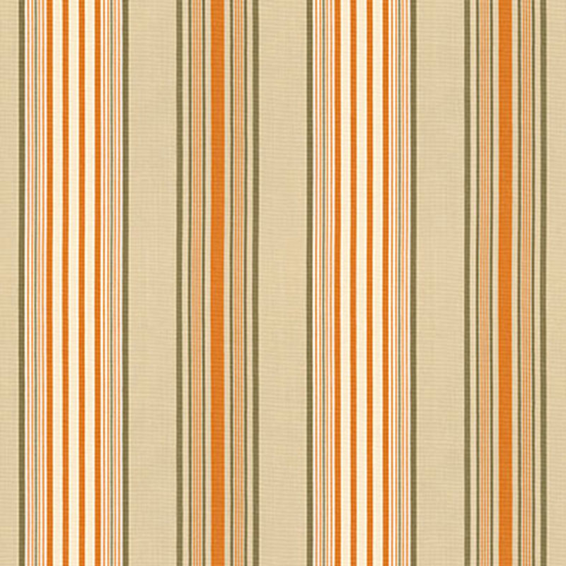 Schumacher Saratoga Cotton Stripe Beige / Mocha / Pumpkin Fabric 62961