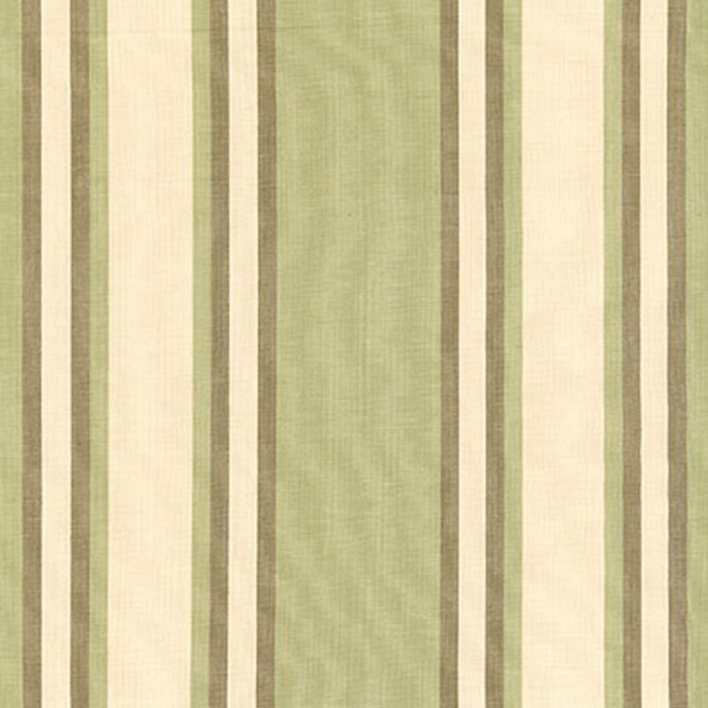 Schumacher Seneca Cotton Stripe Green Tea/Mocha Fabric 62983