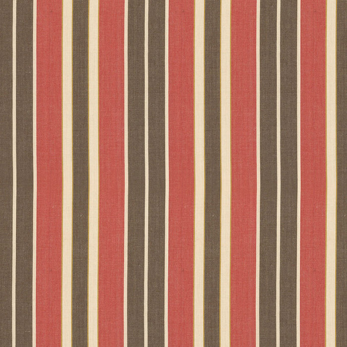 Schumacher Beacon Cotton Stripe Red/Java/Beige Fabric Sample 62994