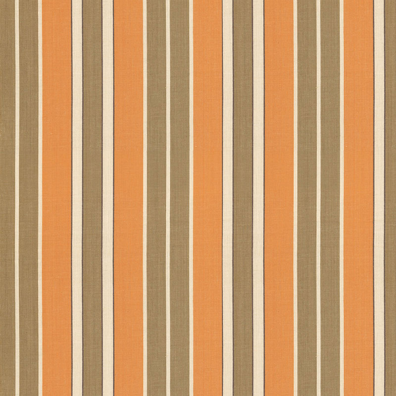 Schumacher Beacon Cotton Stripe Pumpkin/Mocha/Java Fabric 62995