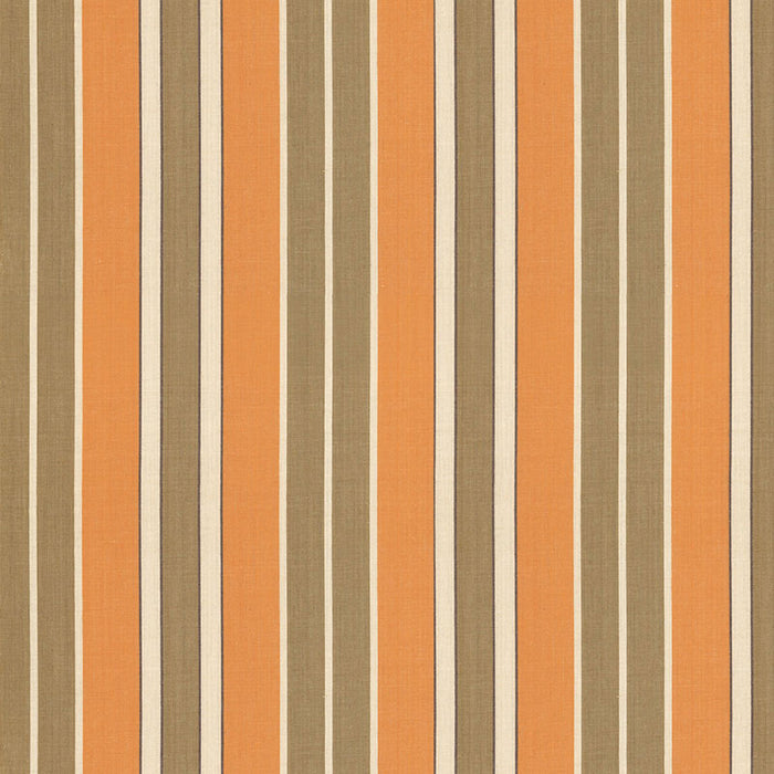 Schumacher Beacon Cotton Stripe Pumpkin/Mocha/Java Fabric Sample 62995