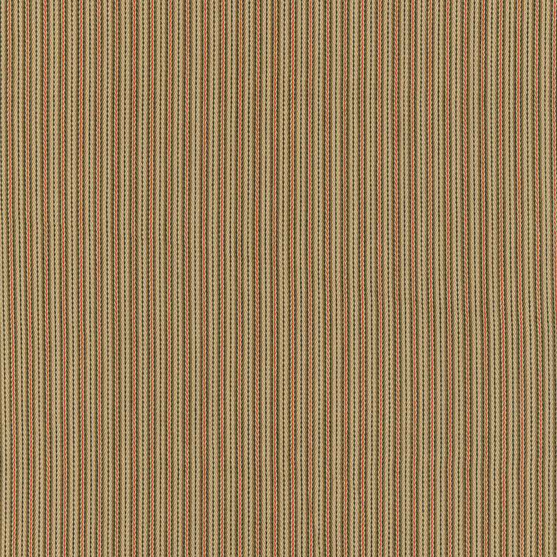 Schumacher Baker Cotton Stripe Flax/Mocha/Red Fabric Sample 63004