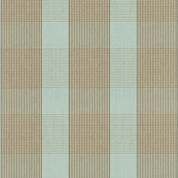 Schumacher Avon Gingham Plaid Mocha/Aqua Fabric Sample 63023