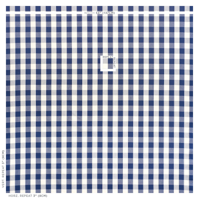 Schumacher Camden Cotton Check Navy Fabric 63043