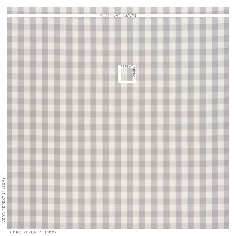 Schumacher Camden Cotton Check Grey Fabric Sample 63047