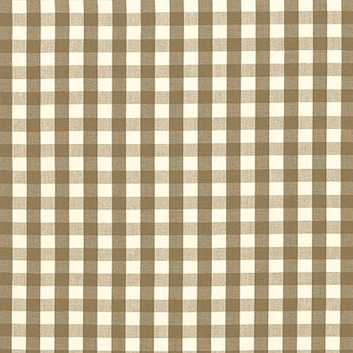 Schumacher Elton Cotton Check Mocha Fabric 63060