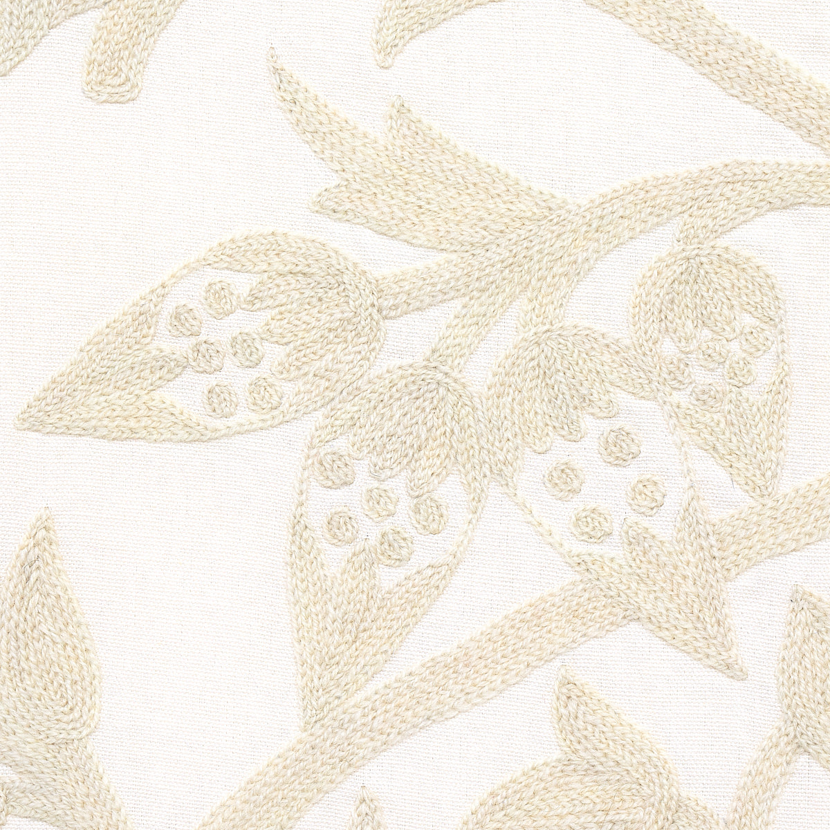 Schumacher Sissinghurst Crewel Ivory Fabric 63760