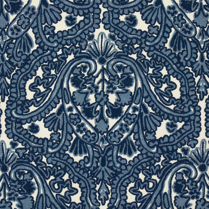 Schumacher Claremont Crewel Embroidery Delft Fabric Sample 64310