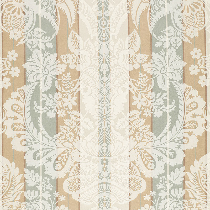 Schumacher Savannah Imberline Damask Ciel Fabric 64391