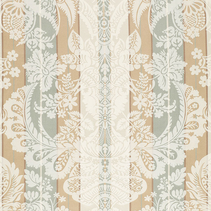 Schumacher Savannah Imberline Damask Ciel Fabric Sample 64391