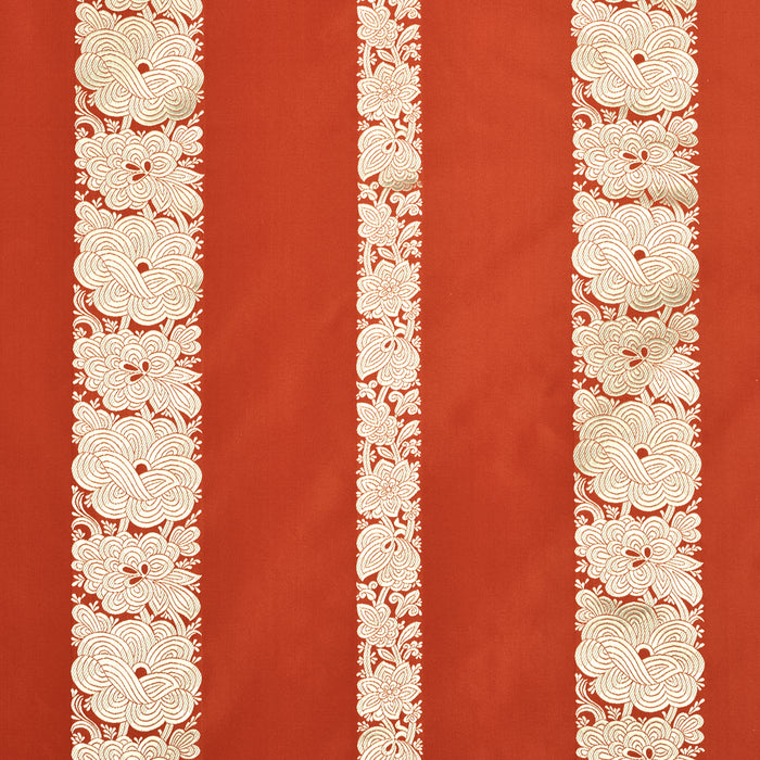 Schumacher Mandarin Silk Stripe Coral Fabric 64431