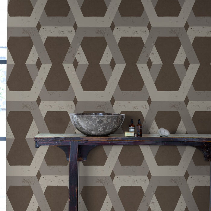 Schumacher Tribe Pewter Wallpaper 6475