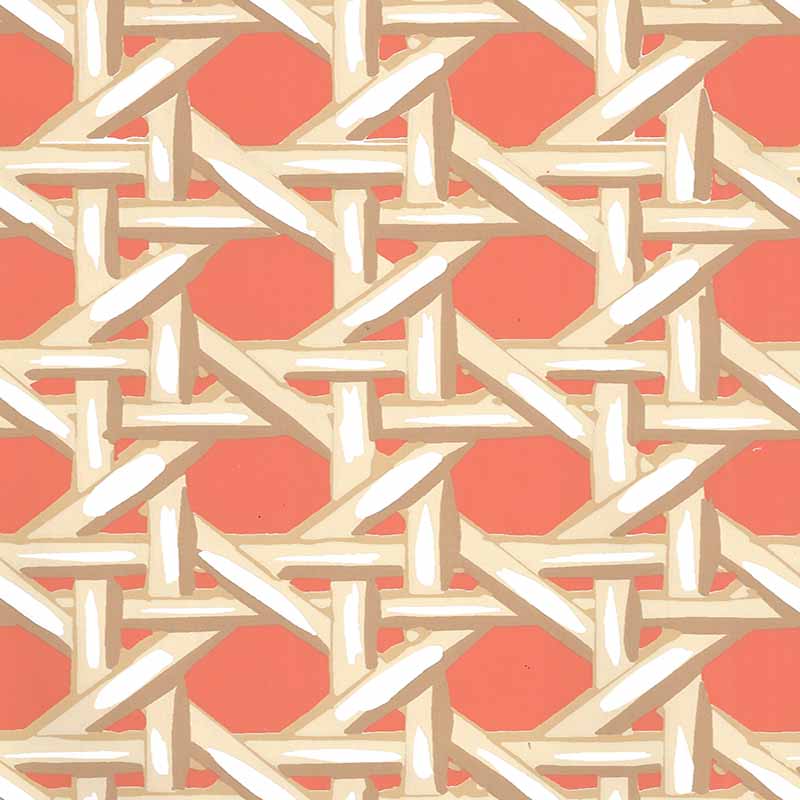 China Seas Club Cane Cream Taupe Peach Wallpaper 6480WP-03