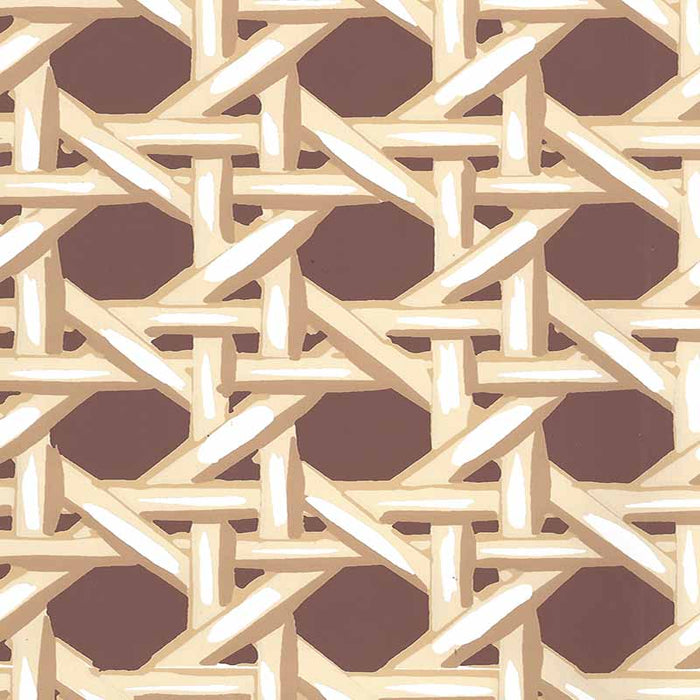 China Seas Club Cane Cream Taupe Brown Wallpaper Sample 6480WP-11