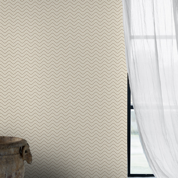 Schumacher Chevron Dots Natural Wallpaper 6483