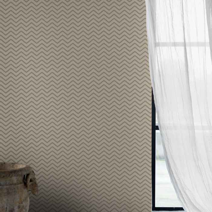 Schumacher Chevron Dots Silver Wallpaper 6484