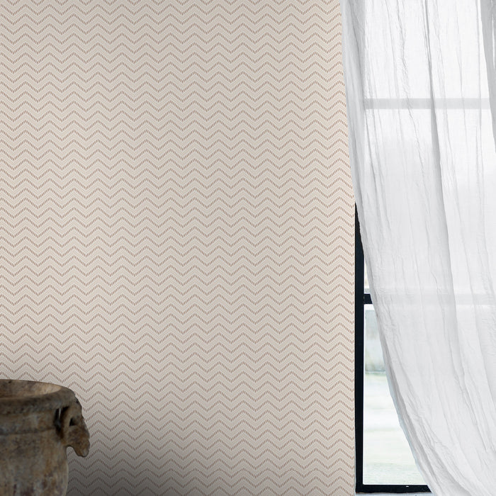 Schumacher Chevron Dots Pearl Wallpaper 6485