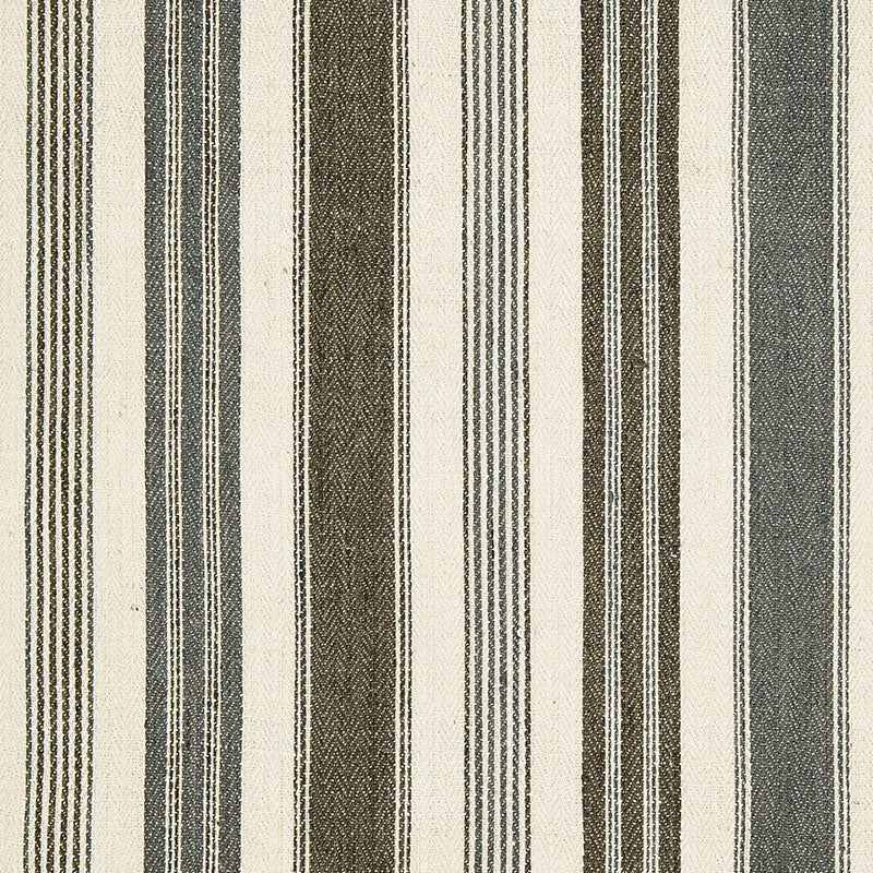 Schumacher Montauban Stripe Nickel / Greige Fabric 65171