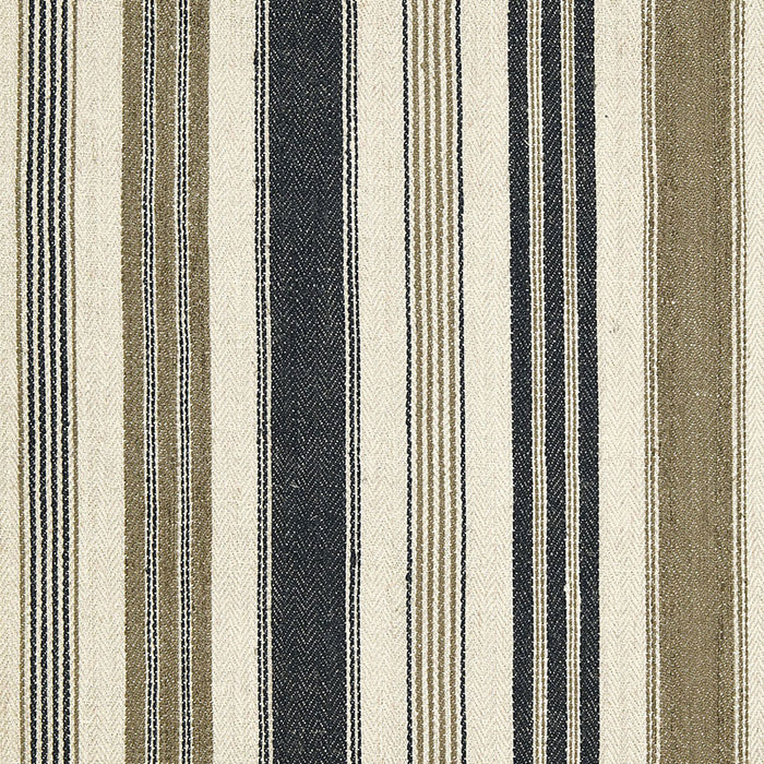 Schumacher Montauban Stripe Noir / Tobacco Fabric 65172