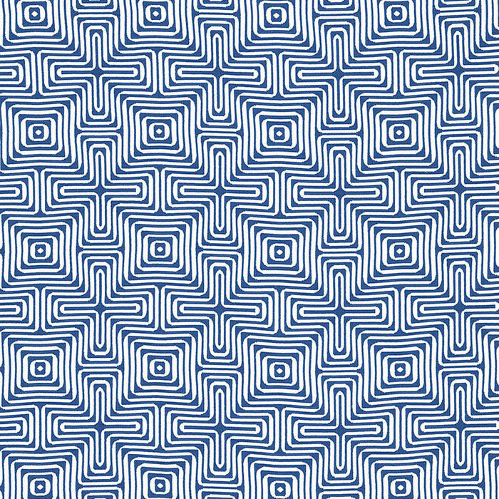 Schumacher Amazing Maze Indoor/Outdoor Ocean Fabric 65320