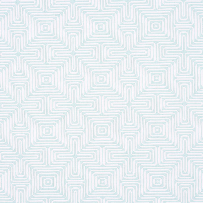 Schumacher Amazing Maze Indoor/Outdoor Aqua Breeze Fabric 65326