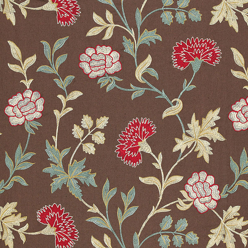 Schumacher Sheridan Embroidery Crimson Fabric Sample 65660