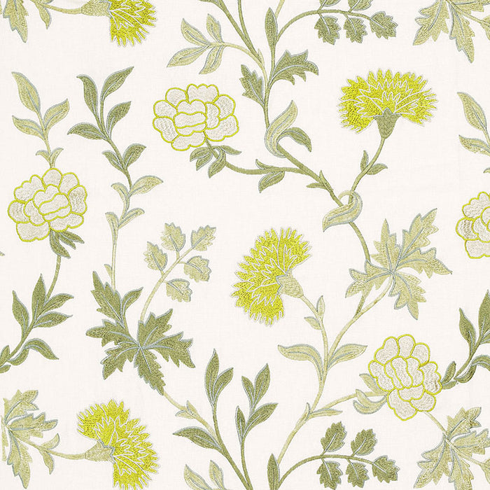 Schumacher Sheridan Embroidery Chartreuse Fabric Sample 65661