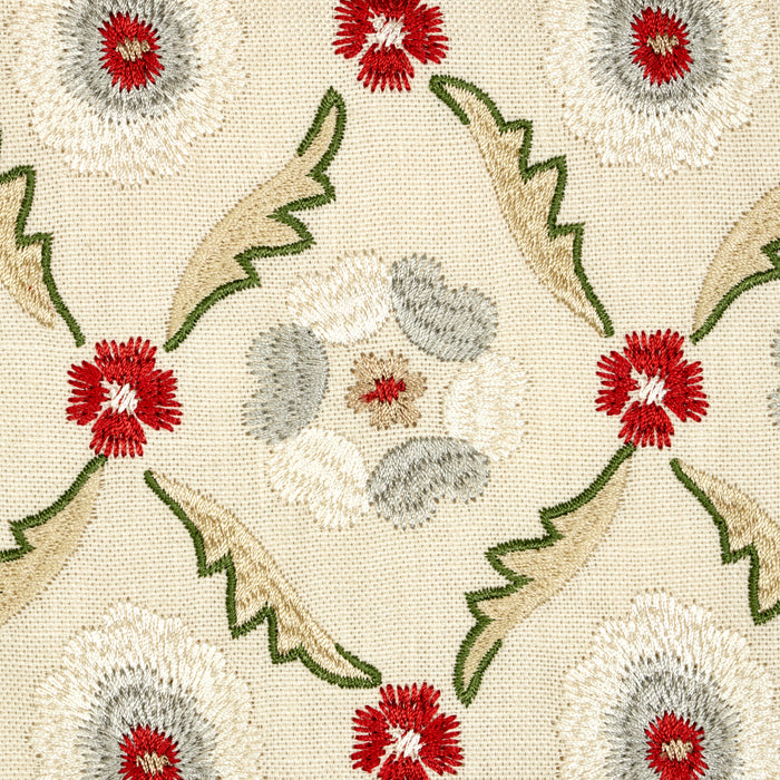 Schumacher Claremont Embroidery Crimson Fabric 65740