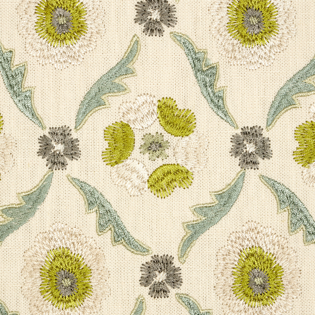 Schumacher Claremont Embroidery Chartreuse Fabric 65741