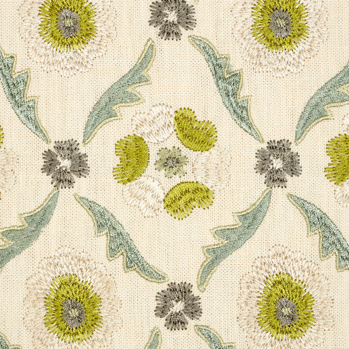 Schumacher Claremont Embroidery Chartreuse Fabric Sample 65741