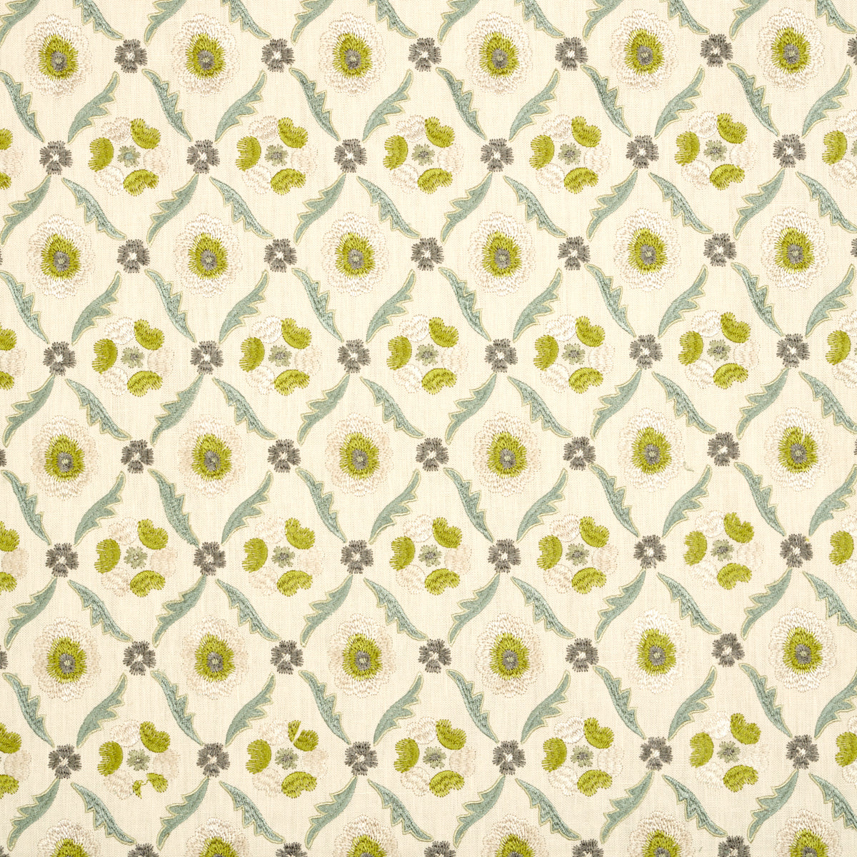 Schumacher Claremont Embroidery Chartreuse Fabric 65741