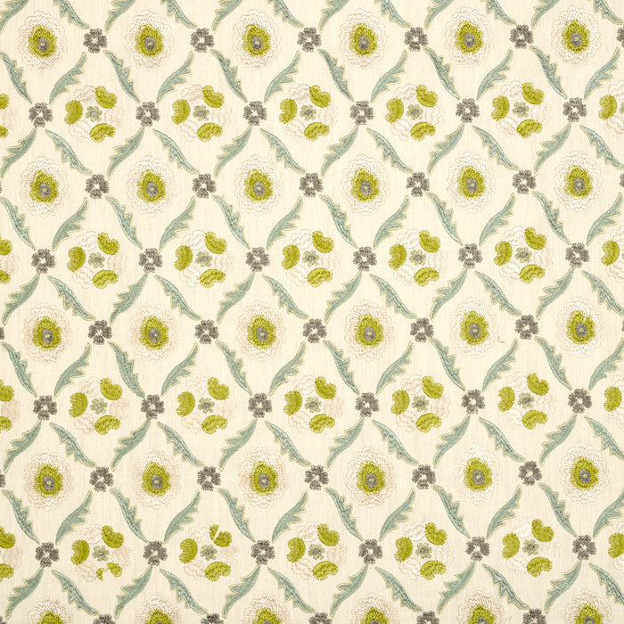 Schumacher Claremont Embroidery Chartreuse Fabric Sample 65741