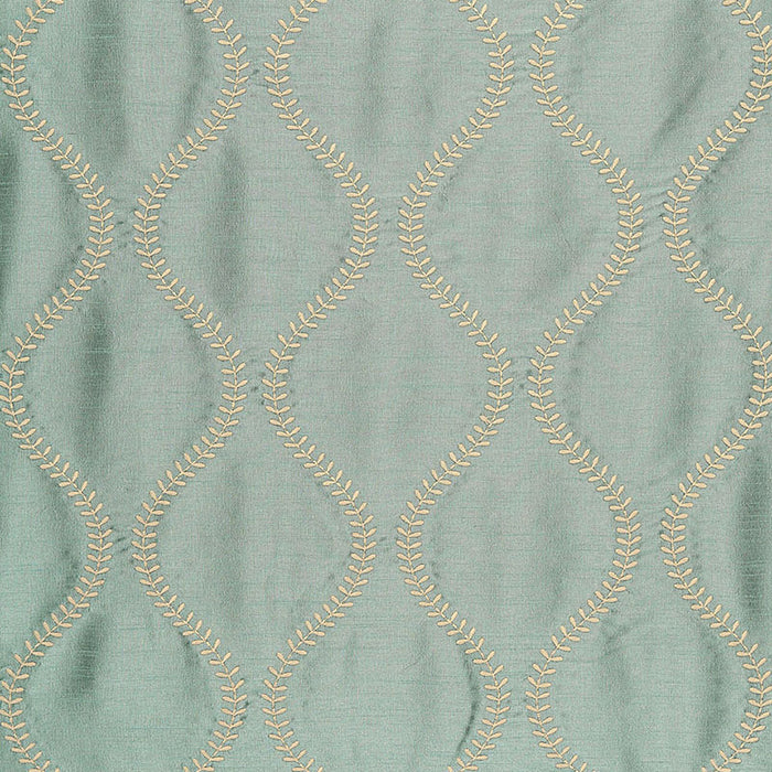 Schumacher Agadir Embroidery Aqua Fabric Sample 65753