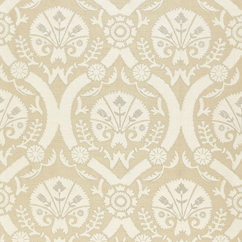 Schumacher Taza Damask Champagne Fabric 65773